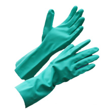 NMSAFETY grün Nitril vollständig überzogene chemische Handschuhe lang